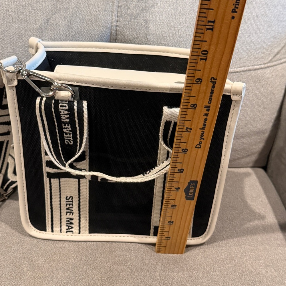 Steve Madden BWEBBER Canvas Tote/Crossbody - Black/White - Picture 6 of 11
